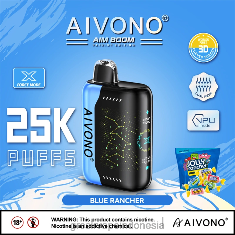 Grosir Vape Medan FL6F4344 Aivono AIM BOOM 25000 peternak biru