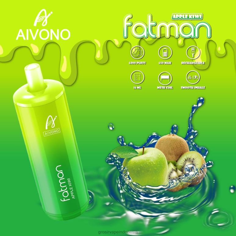 Grosir Vape Indonesia FL6F431 Aivono FATMAN 6800 apel kiwi