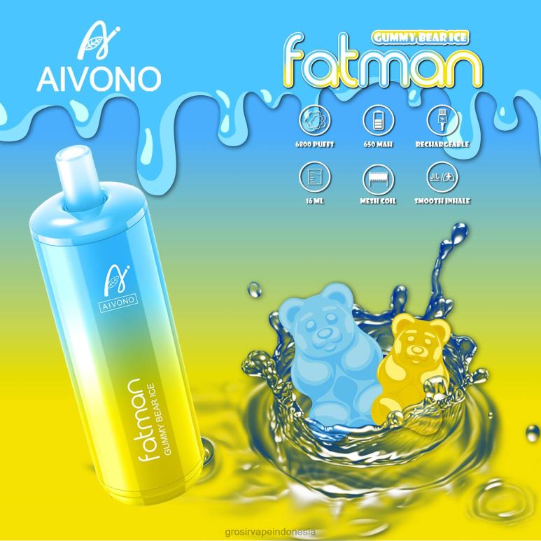 Grosir Vape Termurah FL6F432 Aivono FATMAN 6800 es beruang bergetah