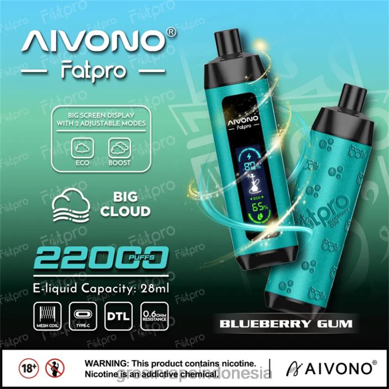 Vape Indonesia Bandung FL6F49 Aivono Fatpro 22000 permen karet blueberry