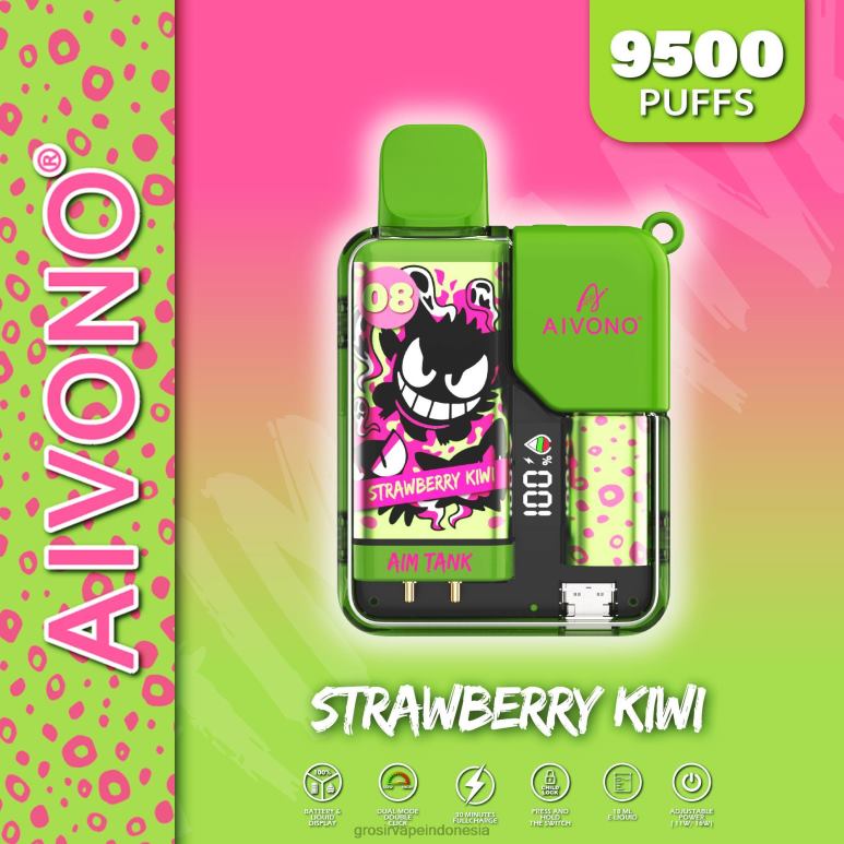 Grosir Liquid Vape FL6F447 Aivono AIM TANK 9500 stroberi kiwi