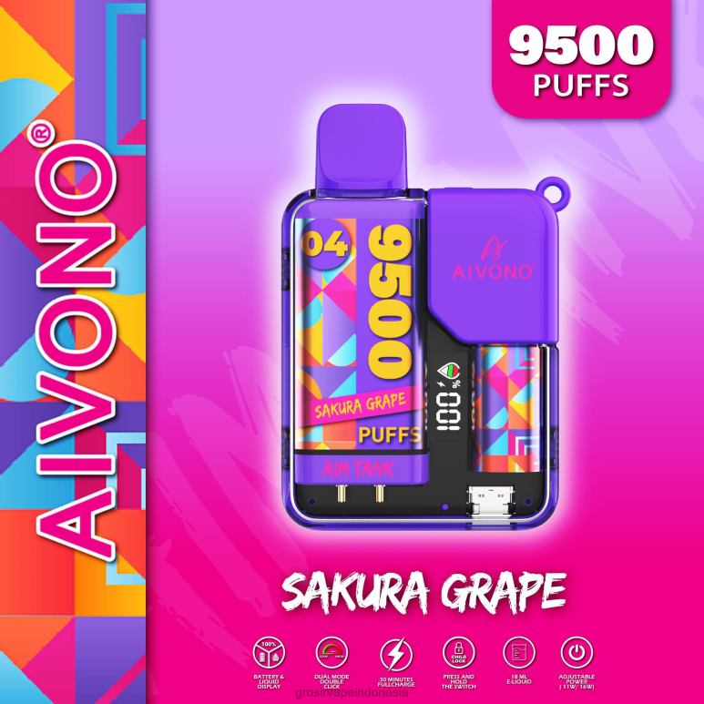 Grosir Vape Pekanbaru FL6F436 Aivono AIM TANK 9500 anggur sakura